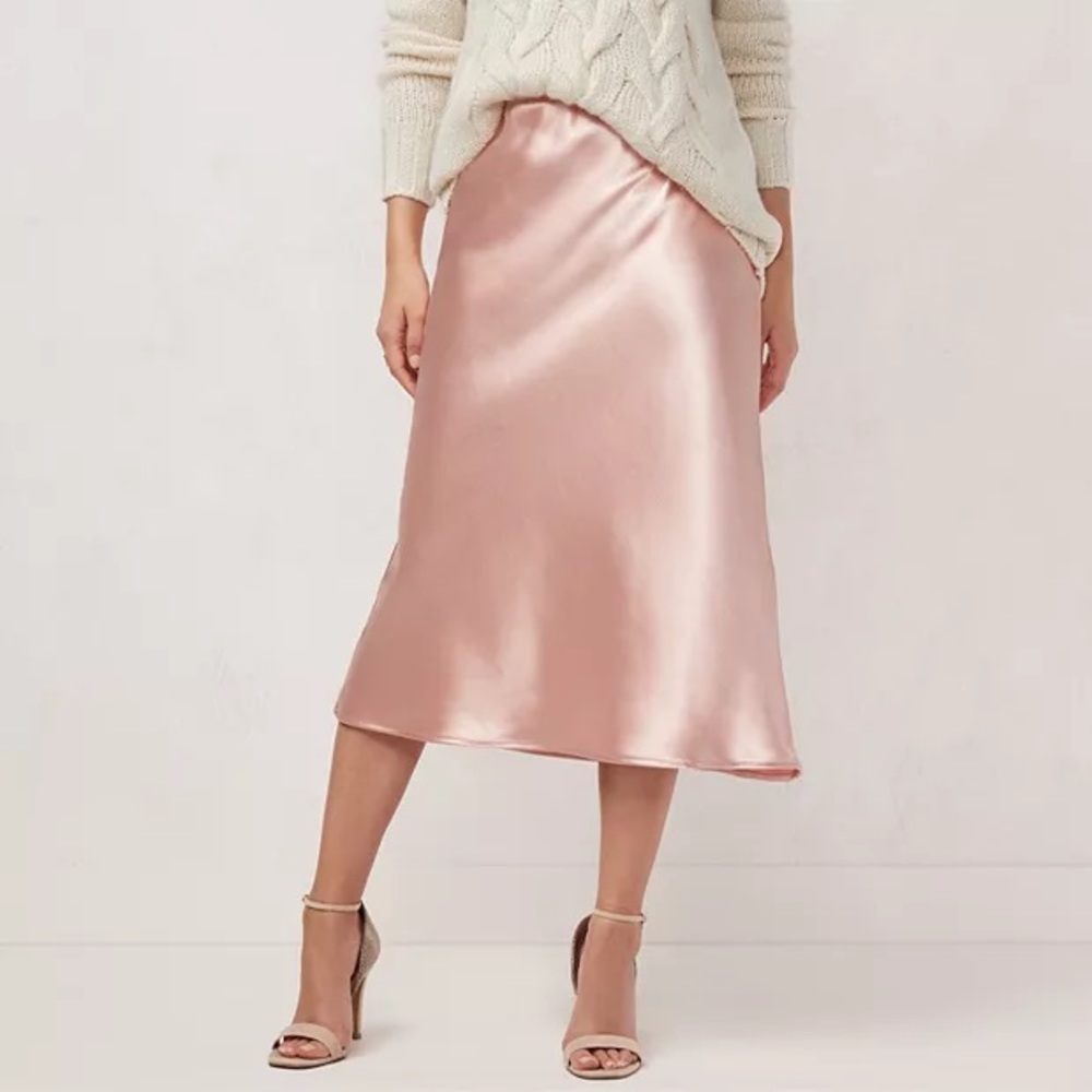 LC Lauren Conrad Satin Slip Midi Skirt